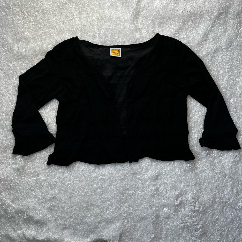 Hand Jive Open Front Ruffle Cardigan
